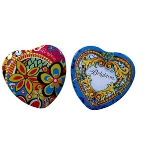 Beautiful Set of Small Brighton Jewelry Heart Tins 3x3 1/2